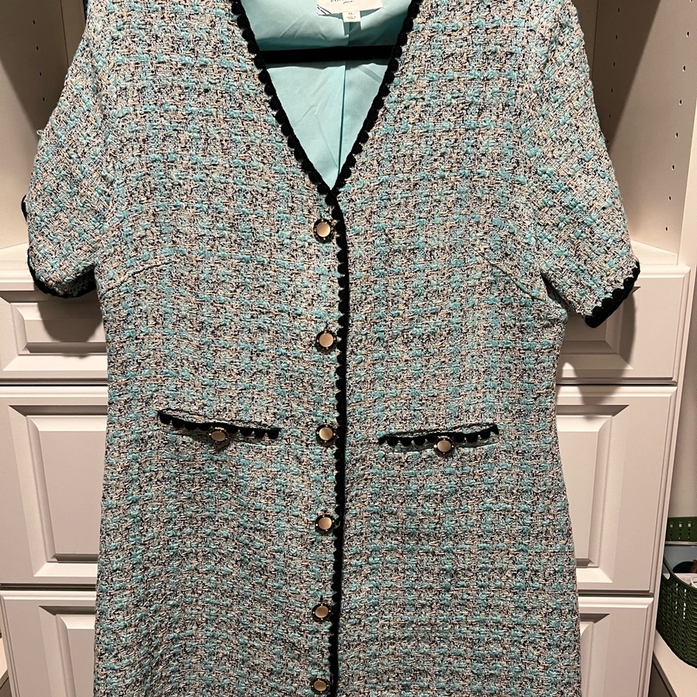 Pomander Place Blue and Black Tweed Dress